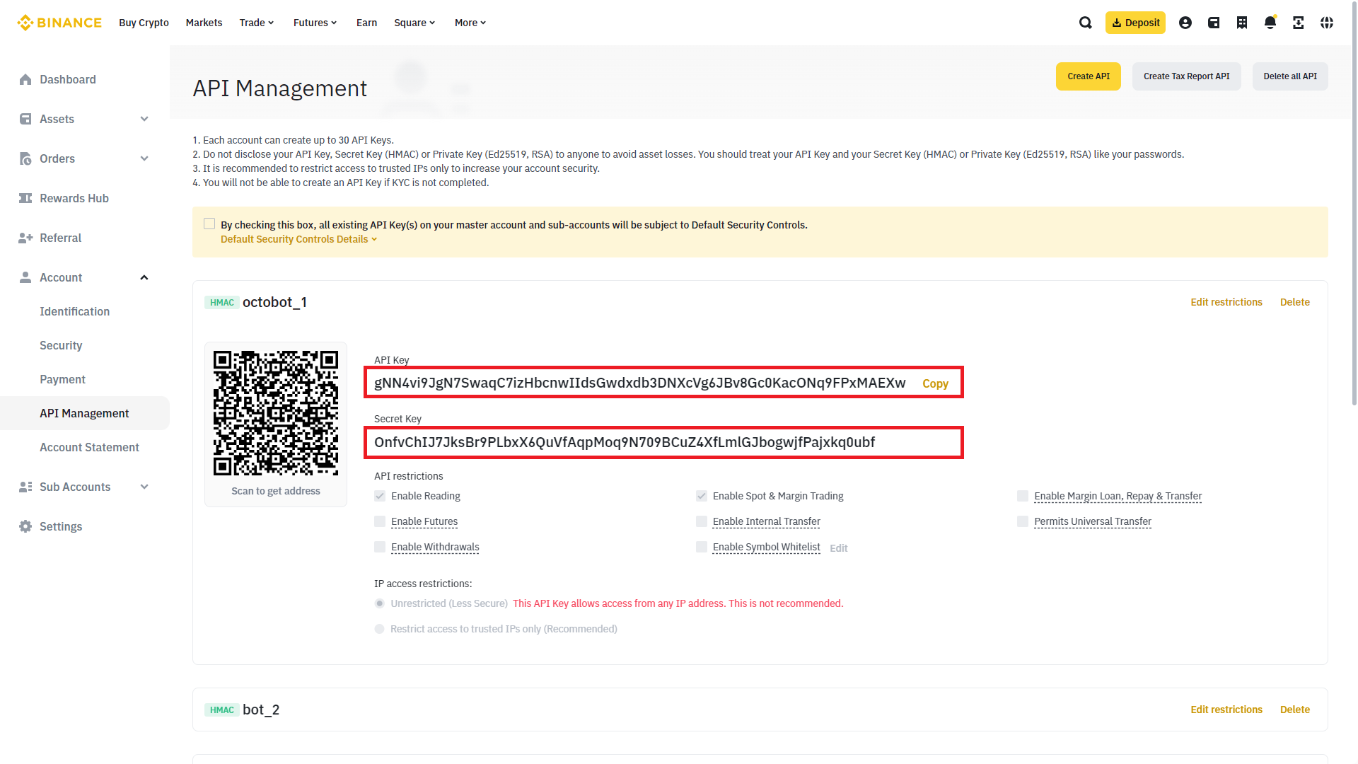 api creation completed selected values