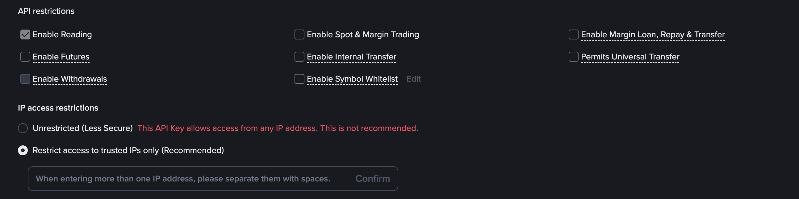 api restrict to trusted ips