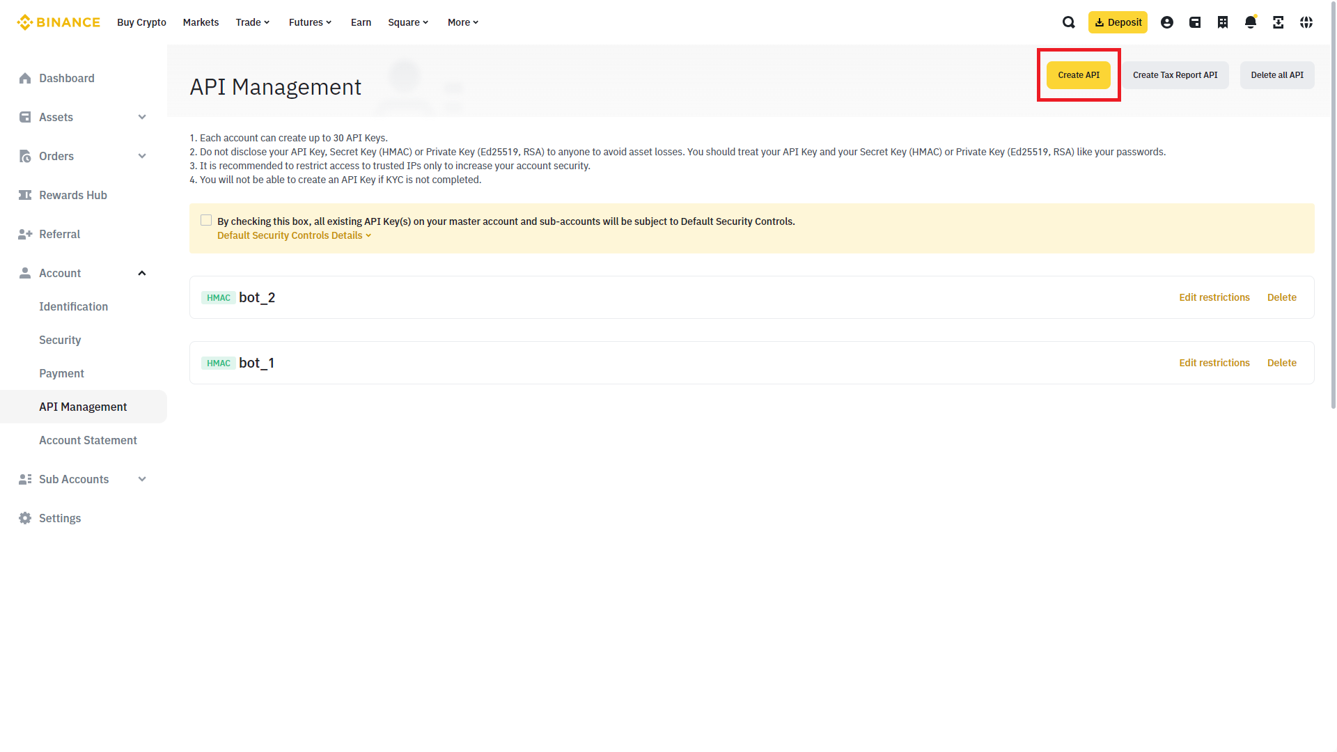 apis list create new api
