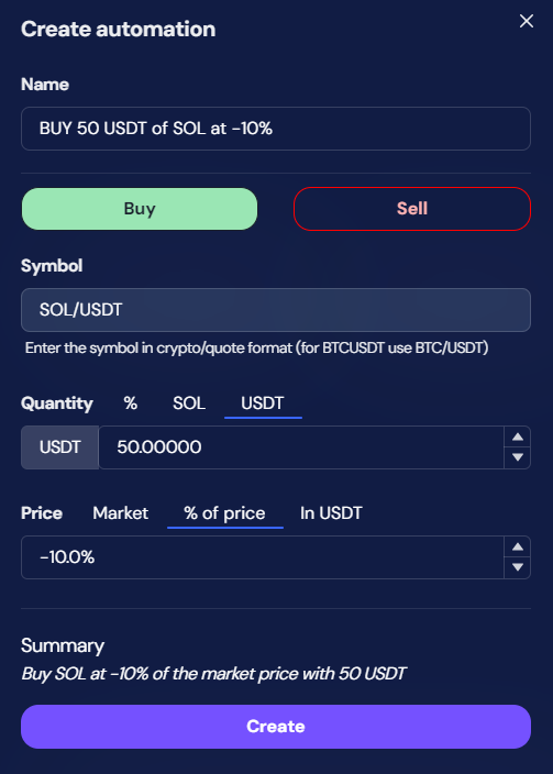 buy sol with 50 usdt at 10 percent discount octobot tradingview
automation
