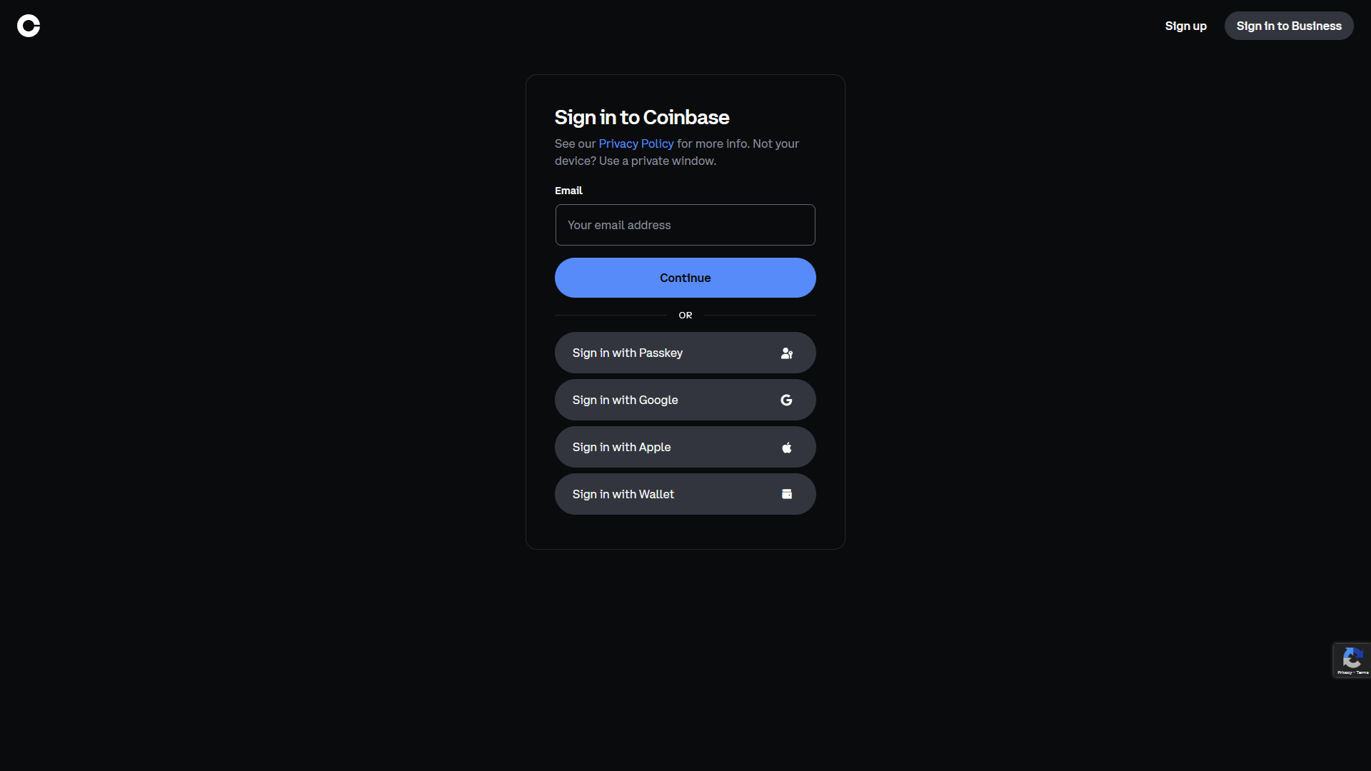 coinbase account login