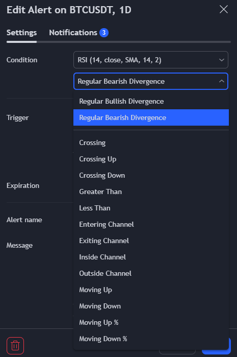 creating a indicator alert from tradingview trigger
options