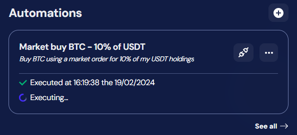 octobot automations view with executed tradingview
alerts