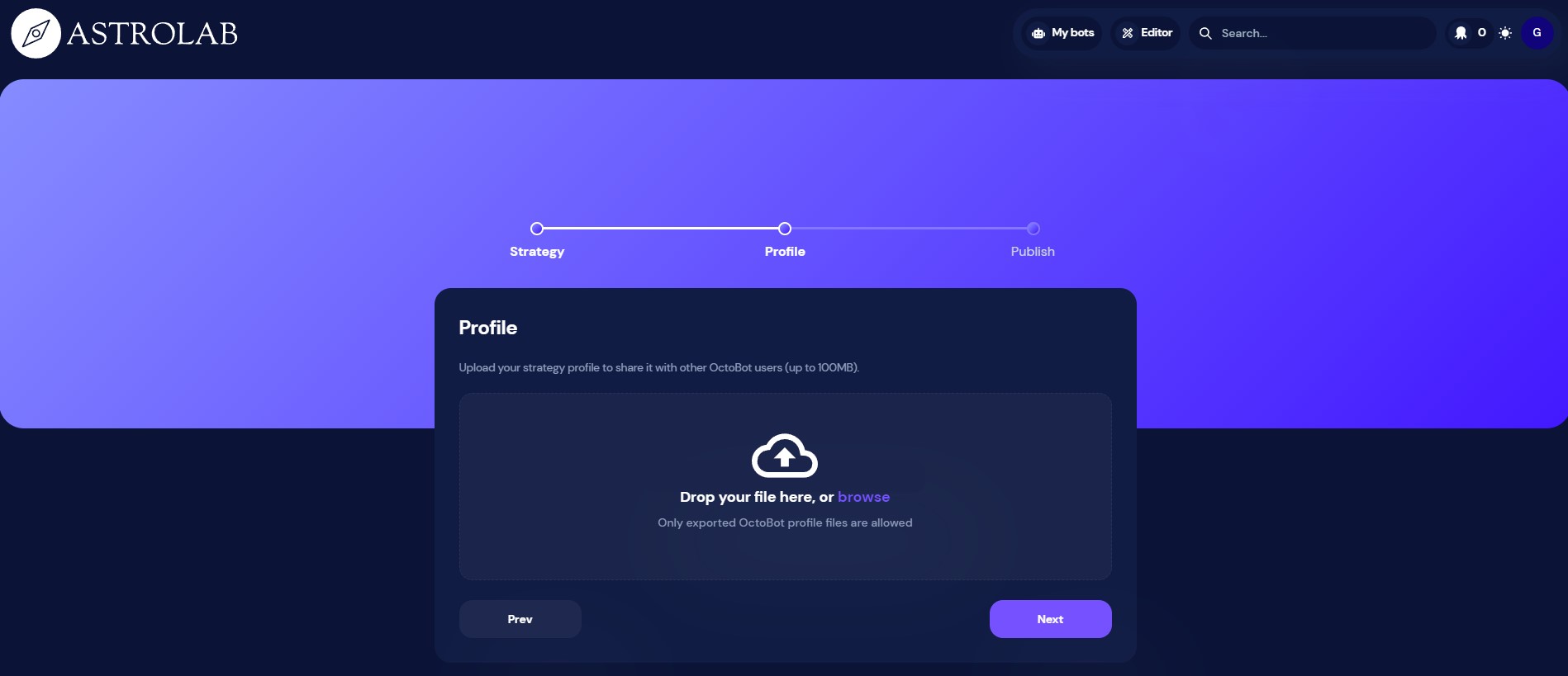 Profile-sharing-octobot-cloud-publish-profile