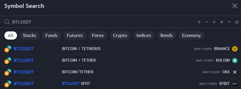 tradingview select btcusdt
market