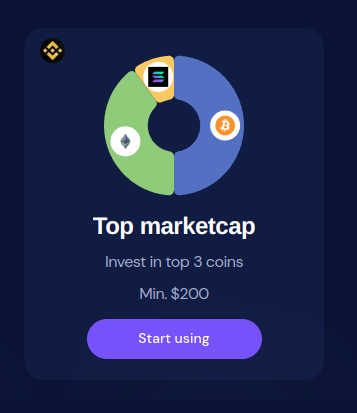 An example of a crypto basket with the top 3 cryptocurrencies by market
capitalization