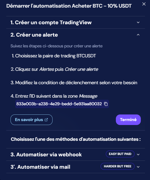 octobot automation interface de connexion
tradingview