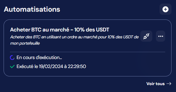 octobot automatisations vue avec alerte tradingview
executee