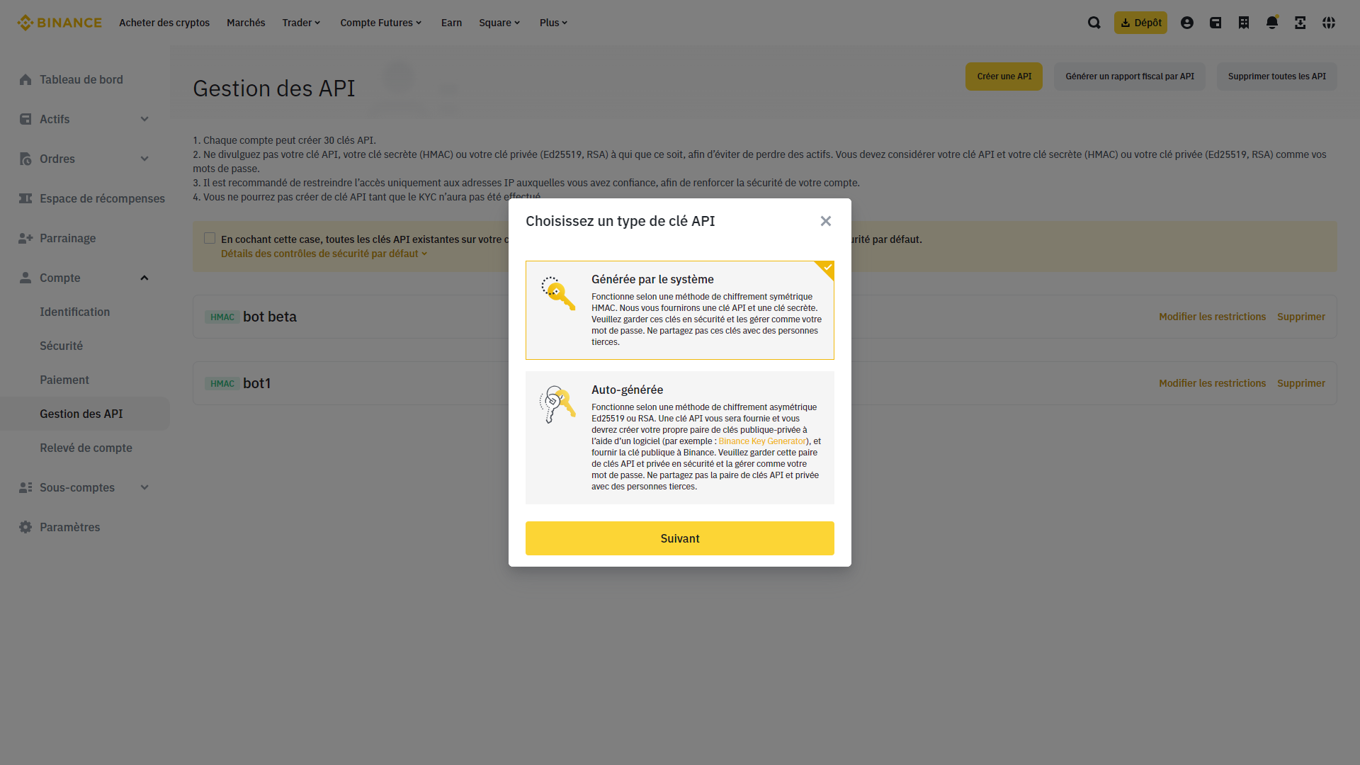 selection api type