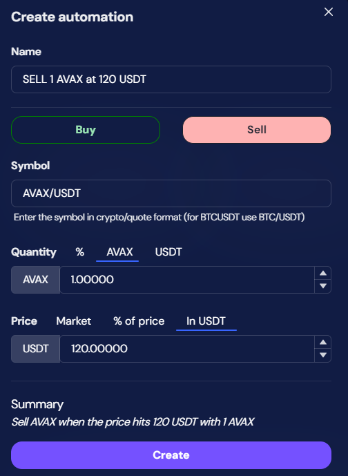 Vendez 1 AVAX à 120 USDT grâce à l'automatisation TradingView
d'Octobot