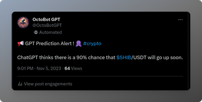 shib Shiba Inu Twitter notification ChatGPT predicts SHIB going up with
90% change