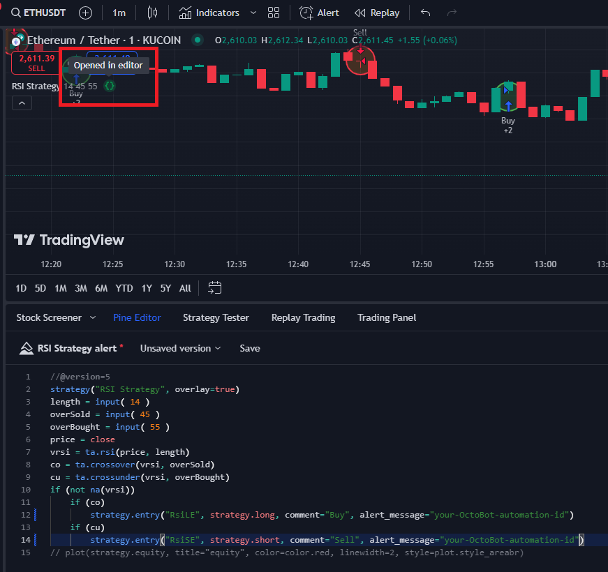 code d'une stratégie
tradingview