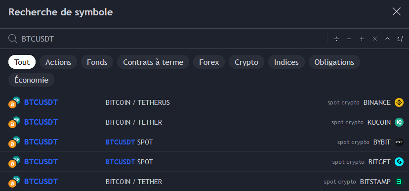 tradingview selection btcusdt
marche