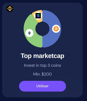 exemple d'un panier avec le top 3 des crypto par
capitalisation