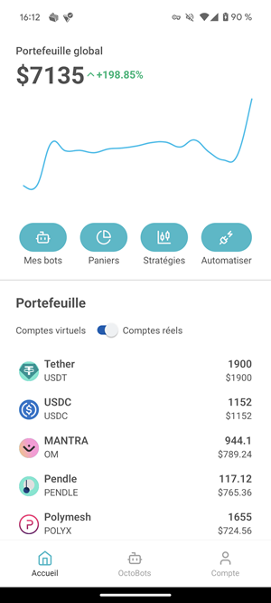 nouveau dashboard de l'application
mobile