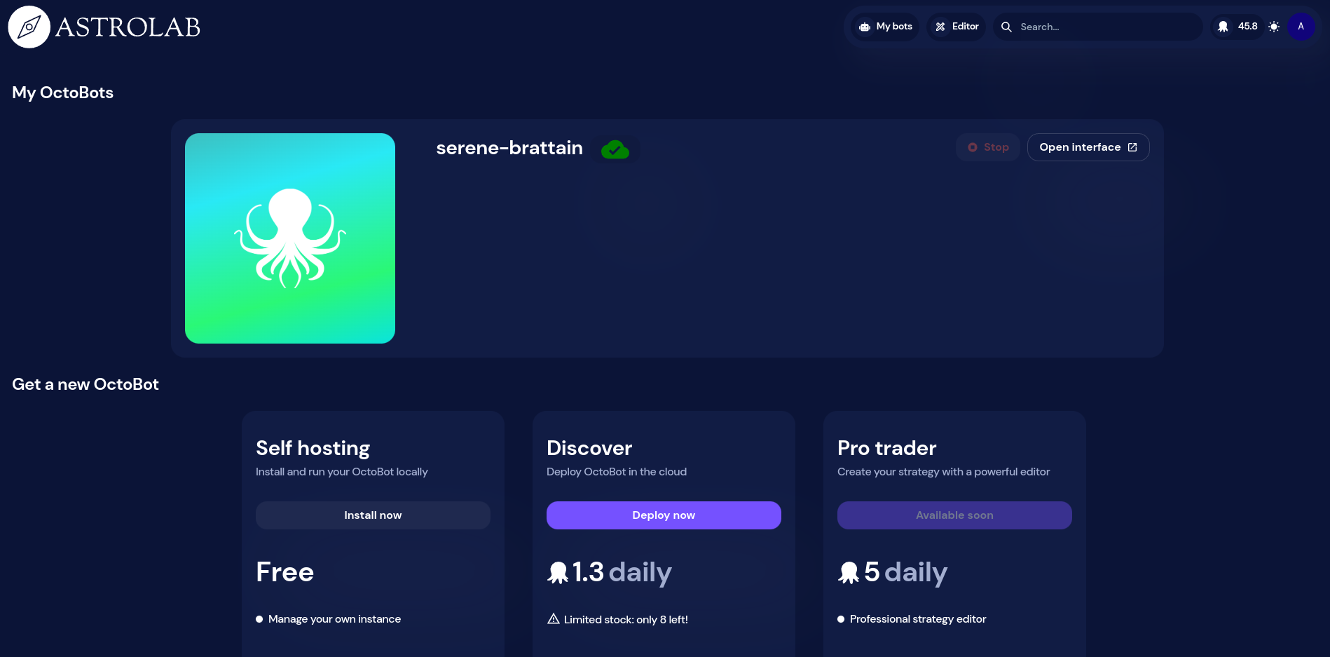 Easily deploy your OctoBot in OctoBot cloud