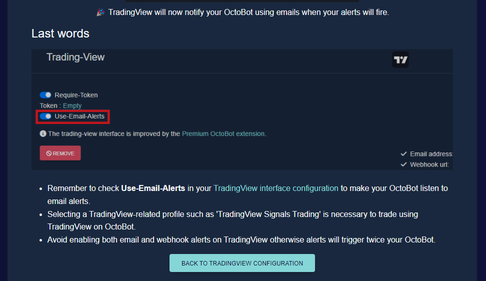 octobot open source tradingview email configuration last step