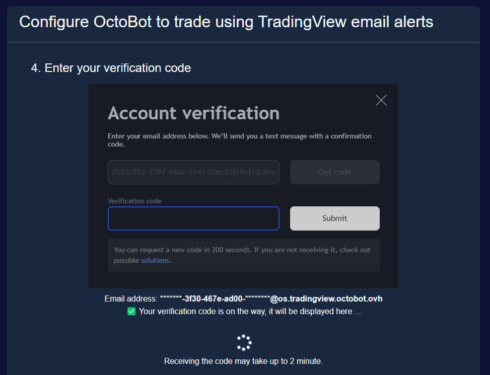 octobot open source waiting tradingview verification code